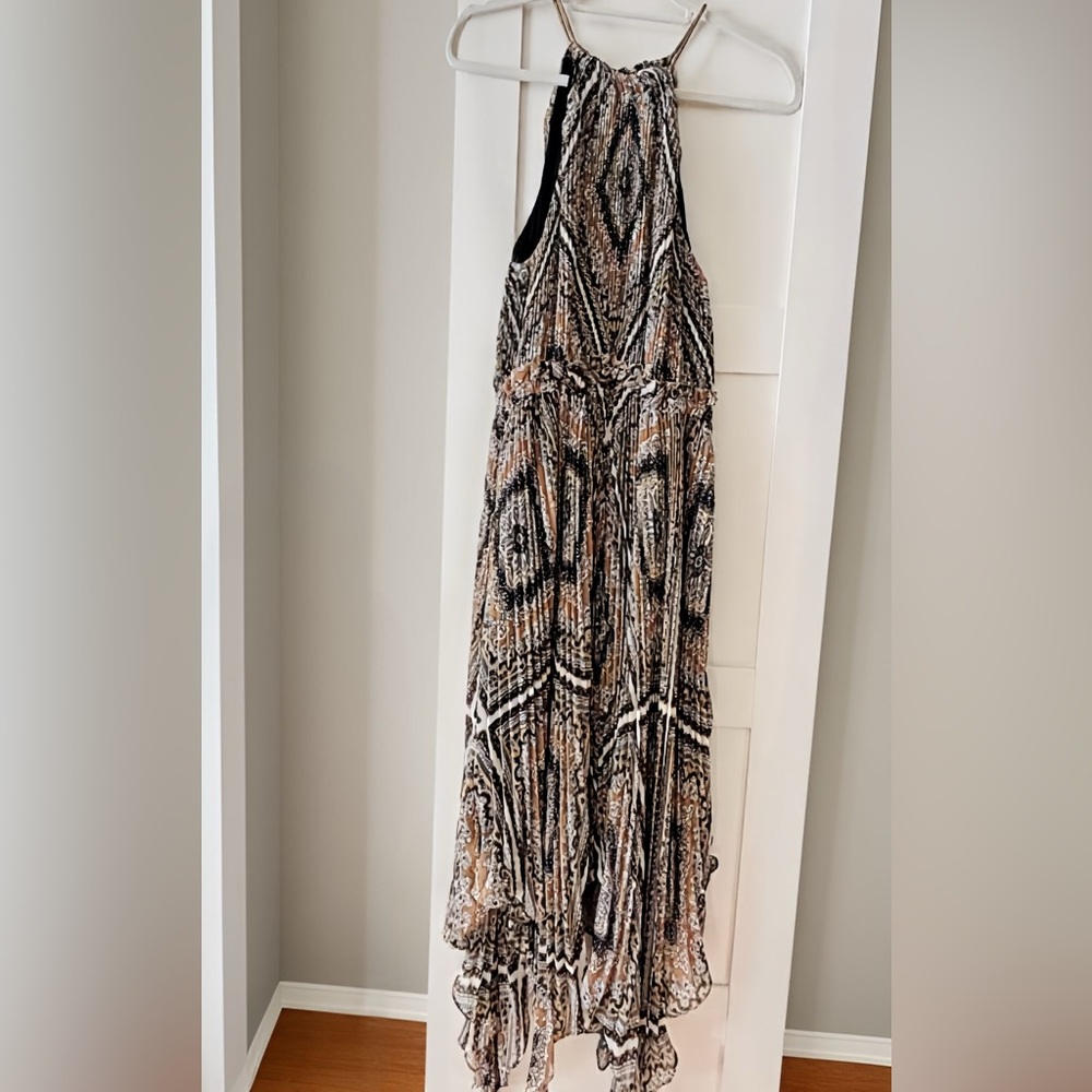 Michael Kors Black and Tan Patterned Maxi Dress